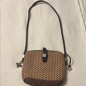 Brighton Woven Jute & Braided Leather Crossbody Bag